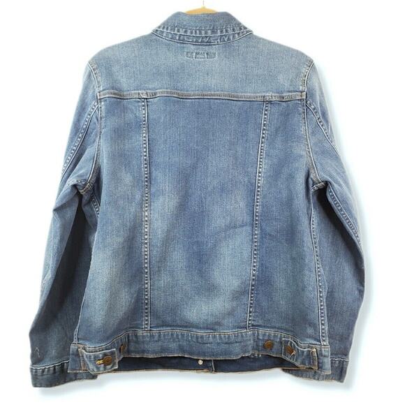 Garnet Hill Denim Jean Jacket XL 14 Organic Coastal Classic Preppy Americana - Picture 2 of 8